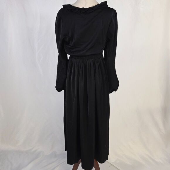 New with Tag Blouson Sleeve Black Ruffled Maxi Dress Size Small - Picture 4 of 6